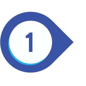 Blue teardrop-shaped icon with a white circle inside containing the number 1.