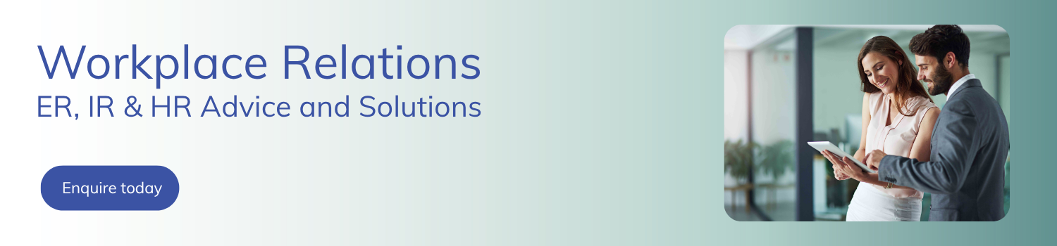 Workplace Relations: ER, IR, & HR advice and solutions. People looking at a tablet in an office.