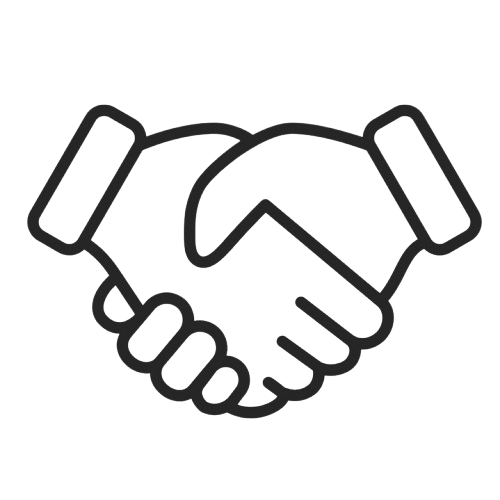 Two hands clasped in a handshake, symbolizing agreement or collaboration.