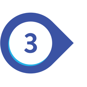 Blue teardrop-shaped graphic containing the number