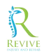 Revive Injury and Rehab logo with blue and green stylized R and leaf