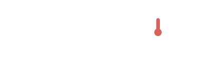 Red thermometer icon on a white background