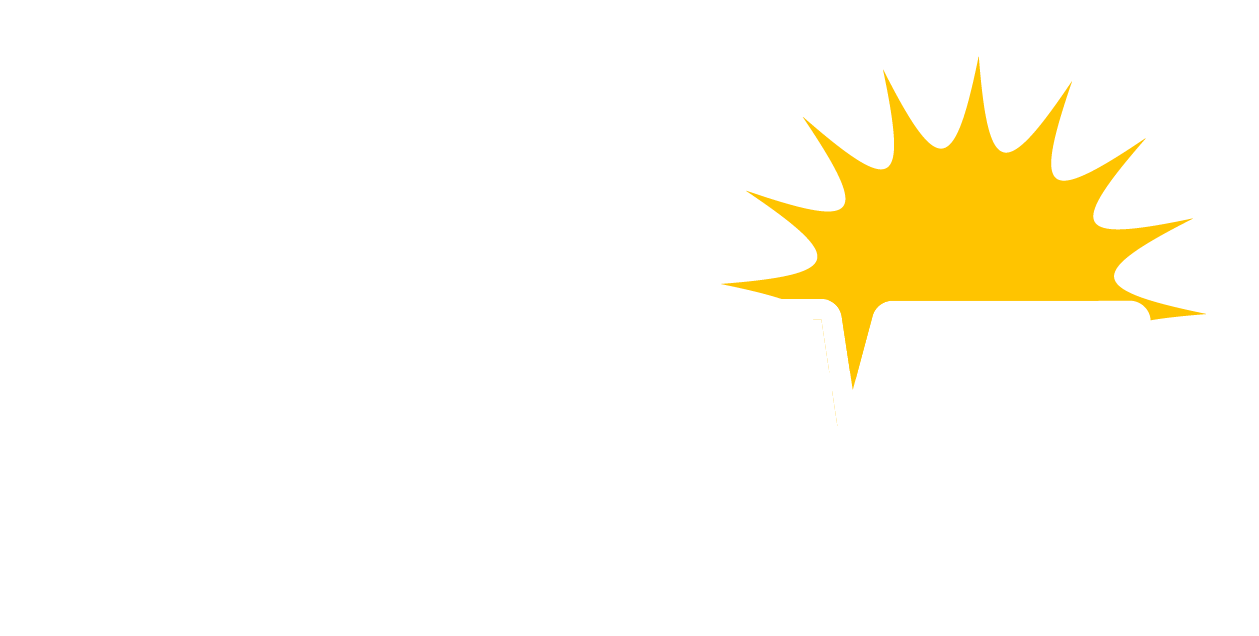 Yellow sun icon with rays in the top-right corner on a white background
