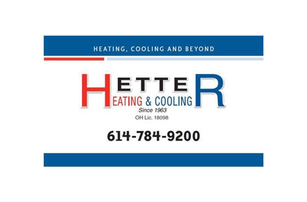 a business card for hetter heating and cooling
