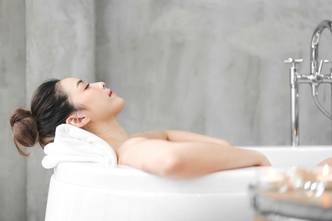 Woman Relaxing on Hot Tub — Yorktown, VA — Anchor Pools & Spas Woman Relaxing on Hot Tub — Yorktown, VA — Anchor Pools & Spas
