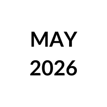 Calendar page reading “MAY 2026” in black text on a white background