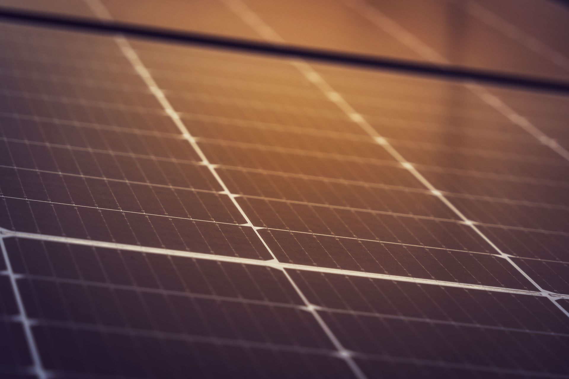 Gros plan sur des panneaux solaires avec des lignes de grille réfléchissantes sous un soleil chaud