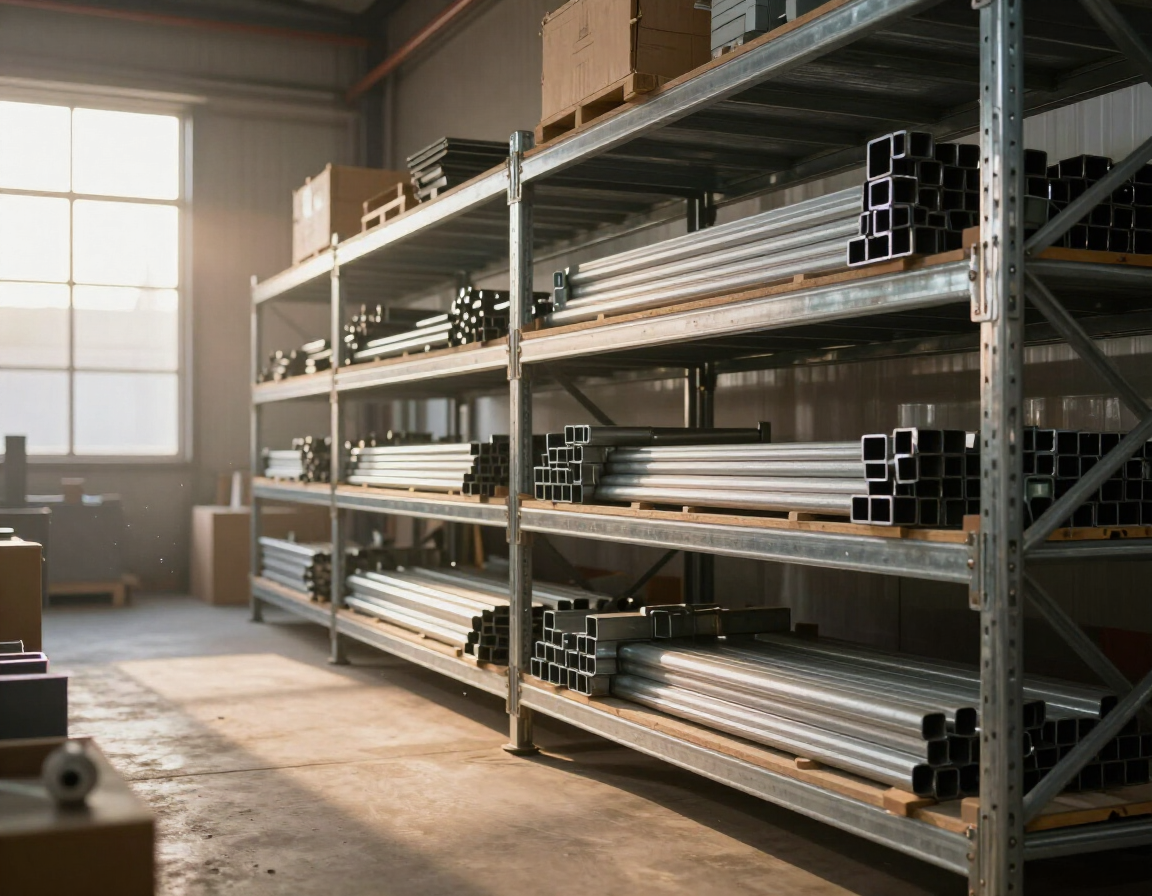 Scaffalature metalliche in magazzino edile