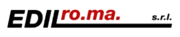 Logo di EDILro.ma. srl con testo nero, rosso e grigio su sfondo bianco.
