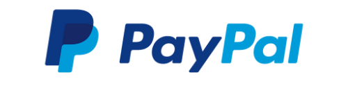 The paypal logo is blue and white on a white background.