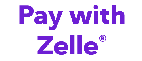 A purple logo that says `` pay with zelle '' on a white background.