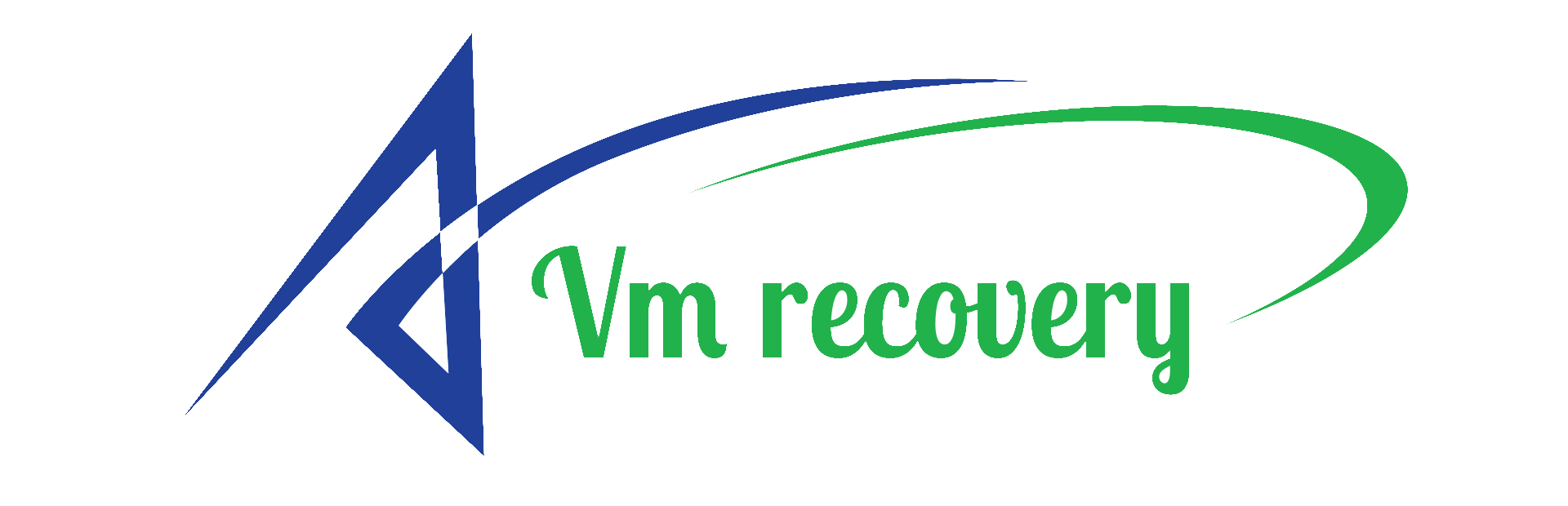 A blue and green logo for vm recovery