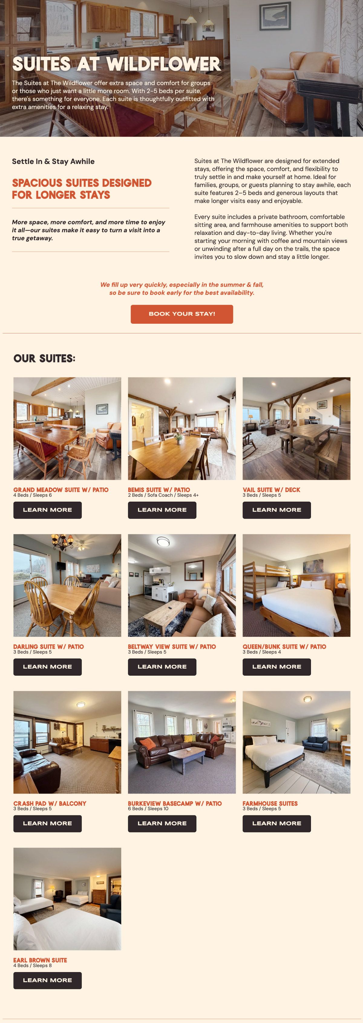 Website screenshot of a home renovation portfolio with kitchen and interior project thumbnails on a beige page