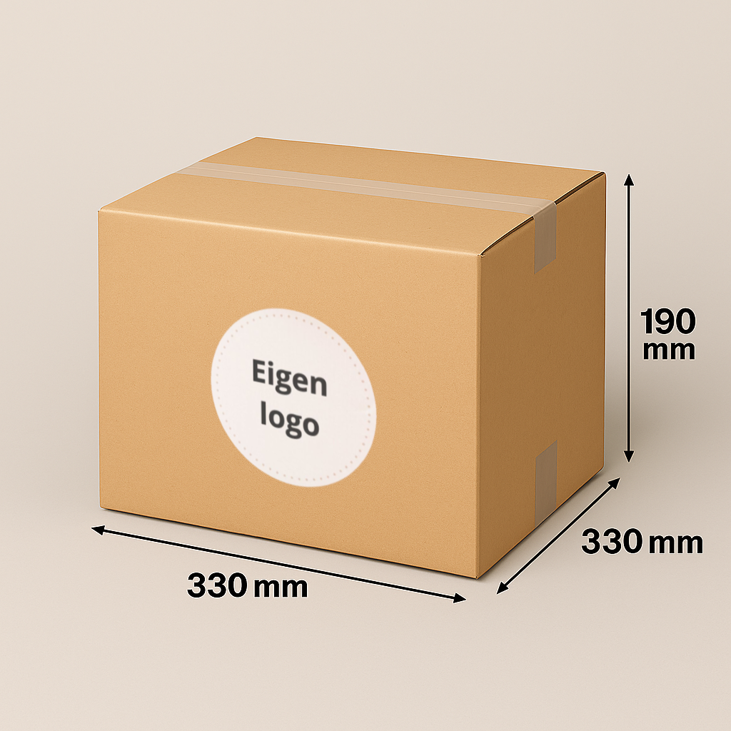 Kartonnen doos met afmetingen 330 x 330 x 190 mm, met