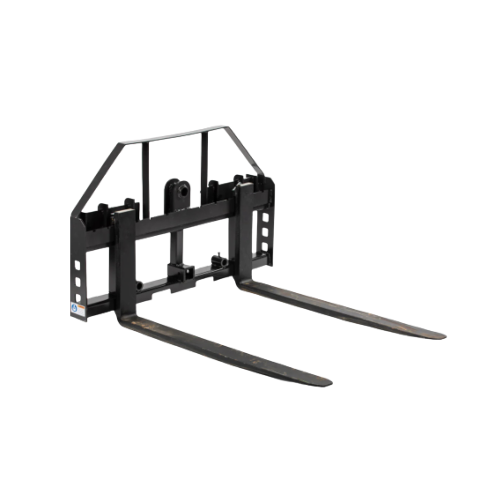 Black tractor fork attachment on a white background.
