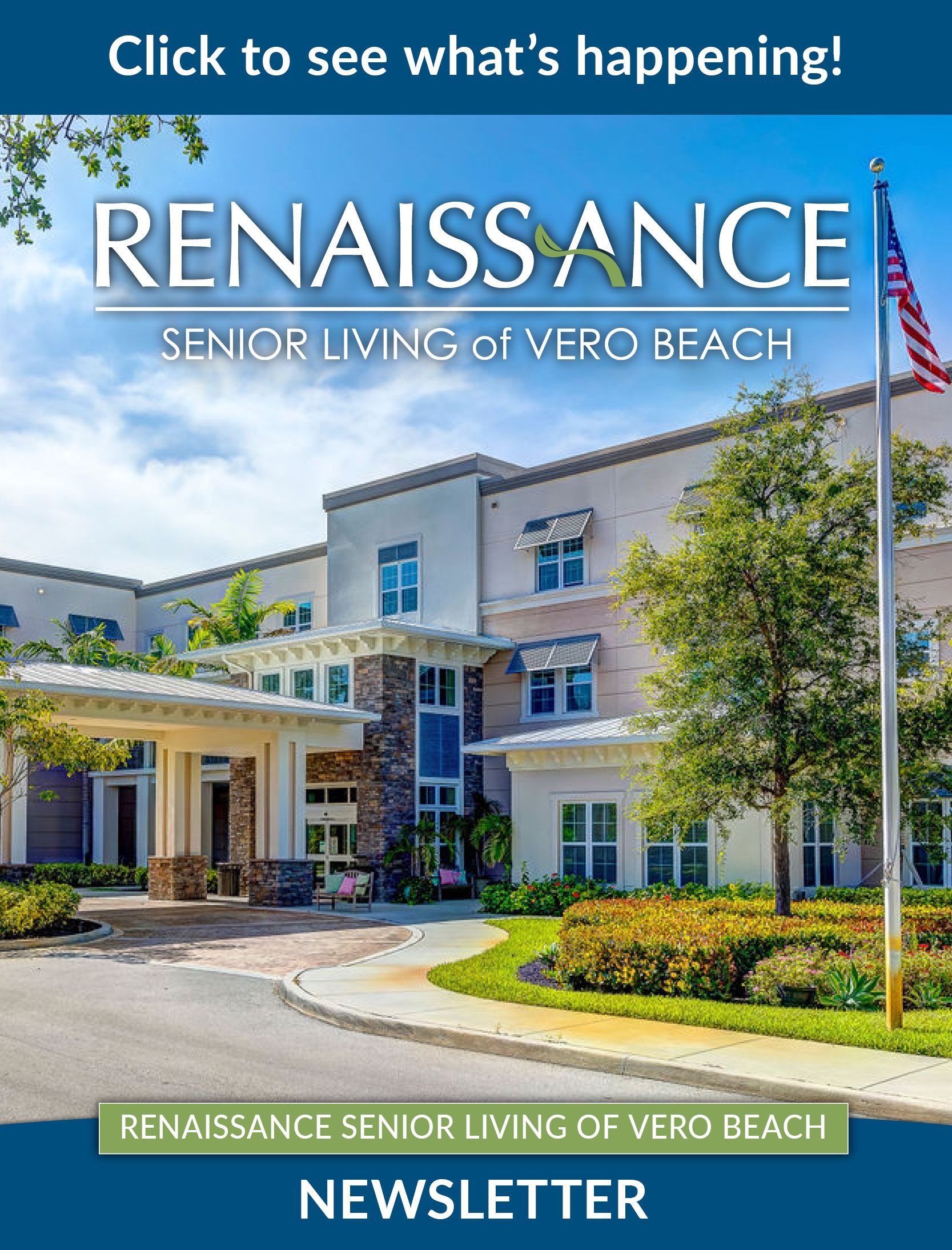 A sign for renaissance senior living of vero beach