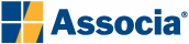 a blue and yellow logo for a company called associata