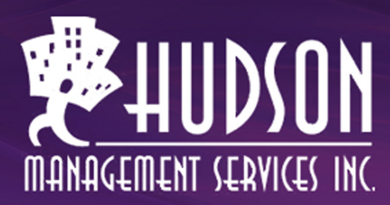 a purple logo for hudson management services inc.