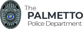 The palmetto police department logo has a badge on it.