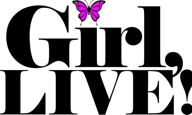 A logo for girl live with a purple butterfly on it