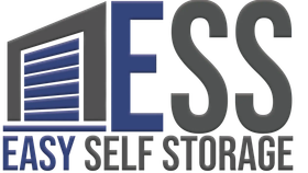 Logo for Easy Self Storage; blue garage icon with "ESS" text and "Easy Self Storage" text below.