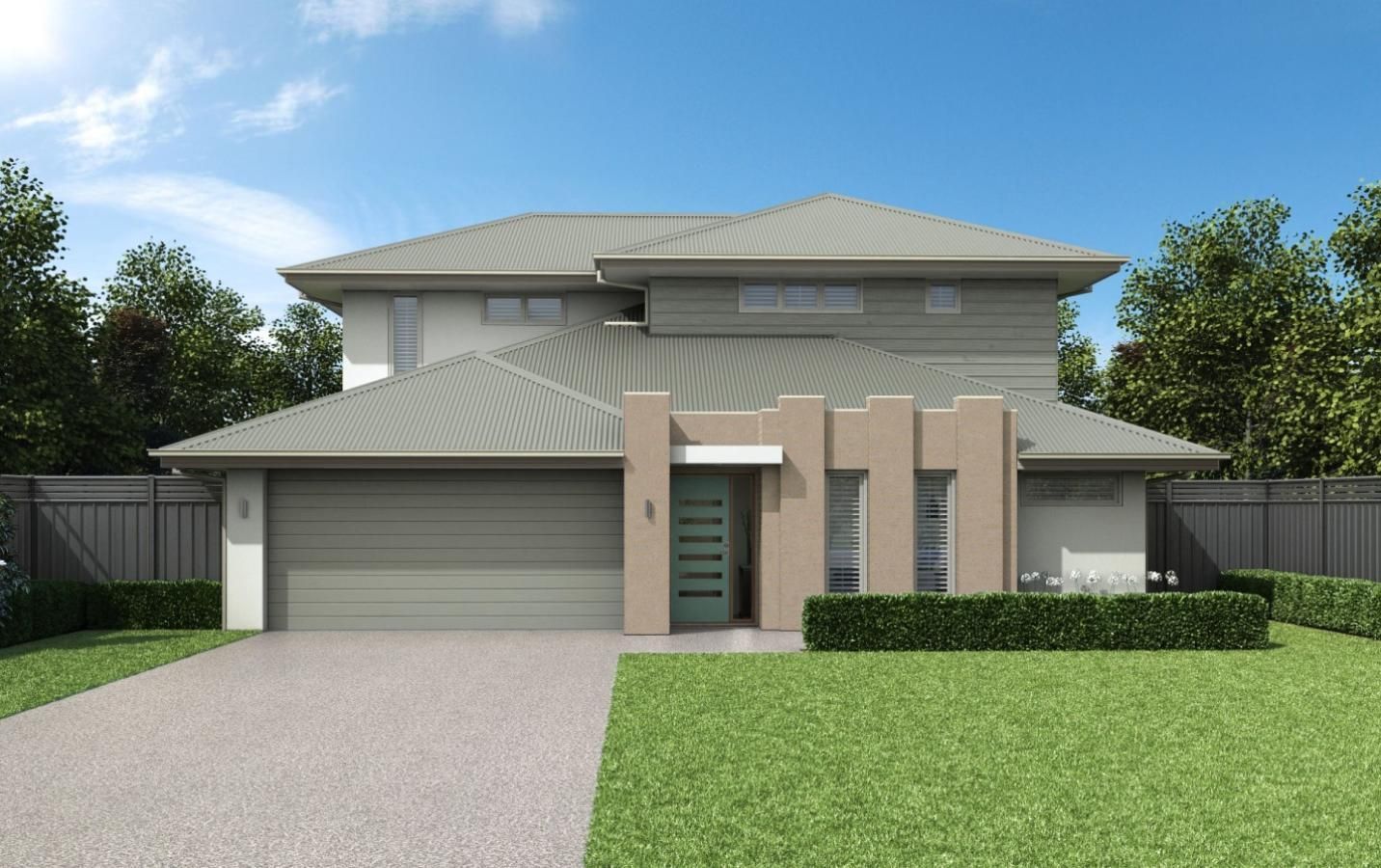 Modern Green House With Colorbond Roof And Green Grass In Front — Sattin's Metal Roofing In Avondale, NSW
