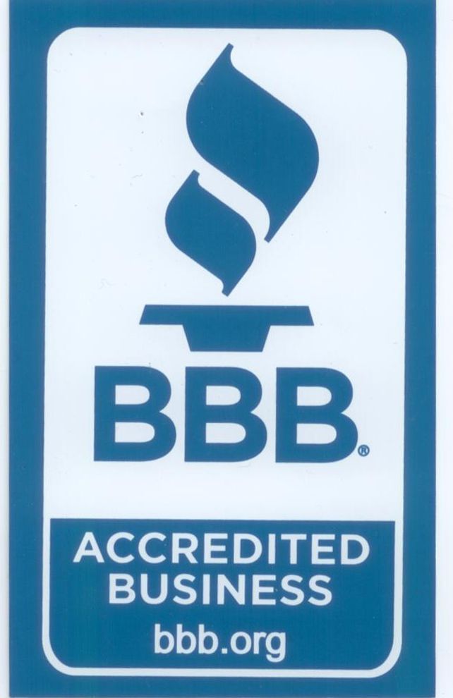BBB Accredited Business logo: blue flame over