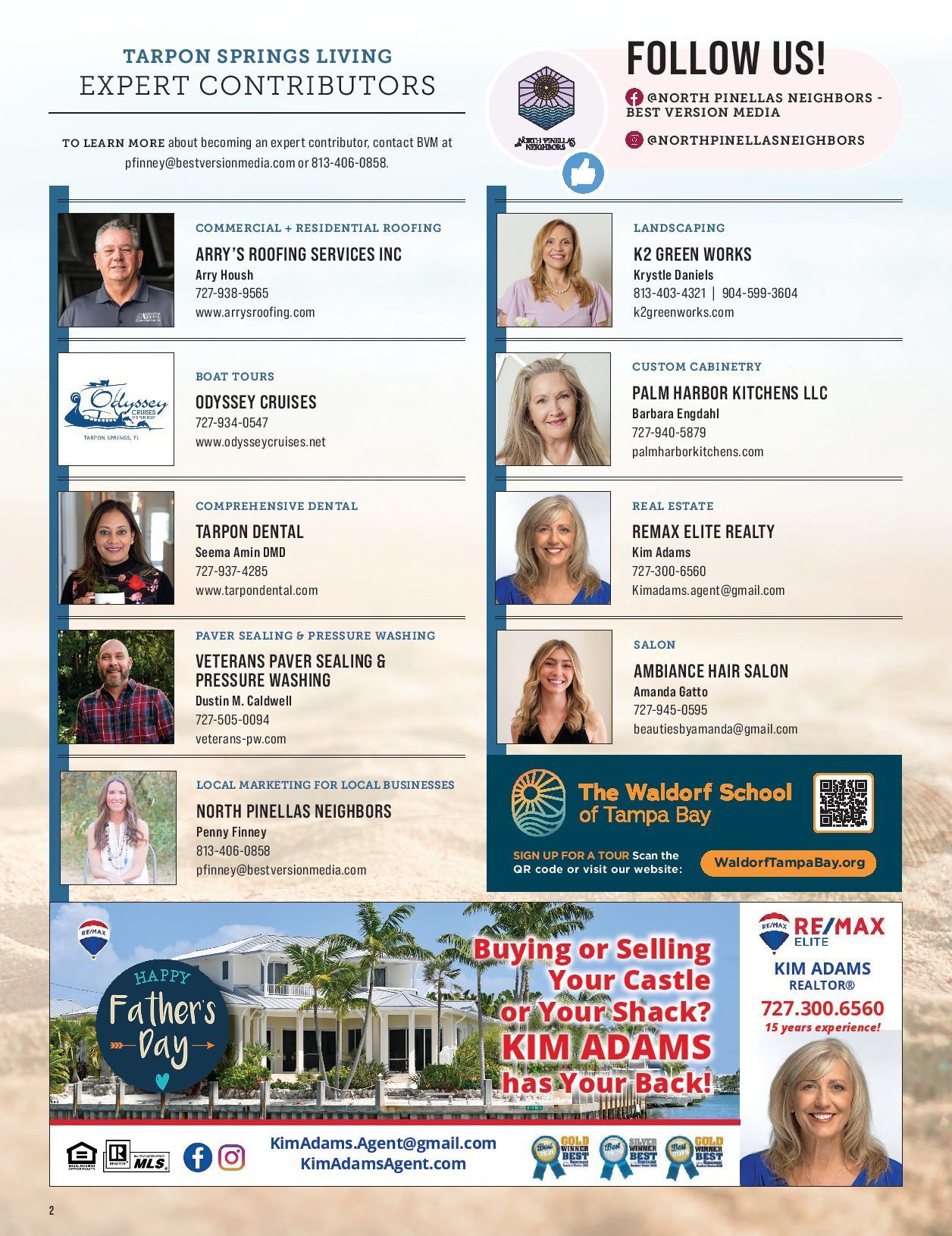 Tapton Springs Living expo contributors flyer with sponsor logos and headshots on a white background