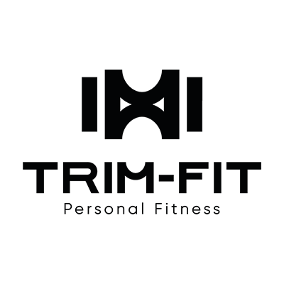 TRIM-FIT Personal Fitness-Logo in Schwarz mit stilisiertem Hantelsymbol auf weißem Hintergrund