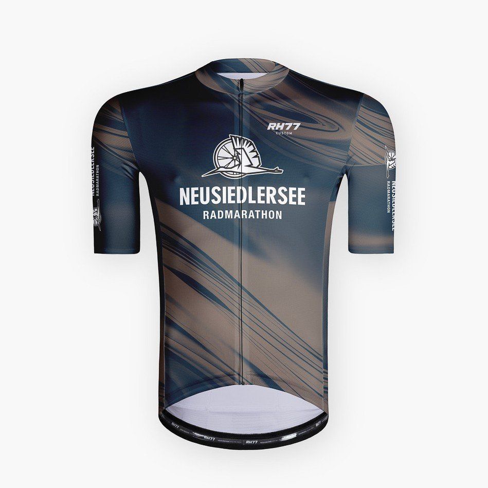 Grünes Pannonia Gravel-Radtrikot mit schwarzem abstraktem Muster und kurzen Ärmeln