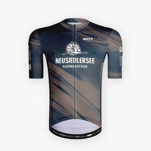 Grünes Pannonia Gravel-Radtrikot mit schwarzem abstraktem Muster und kurzen Ärmeln