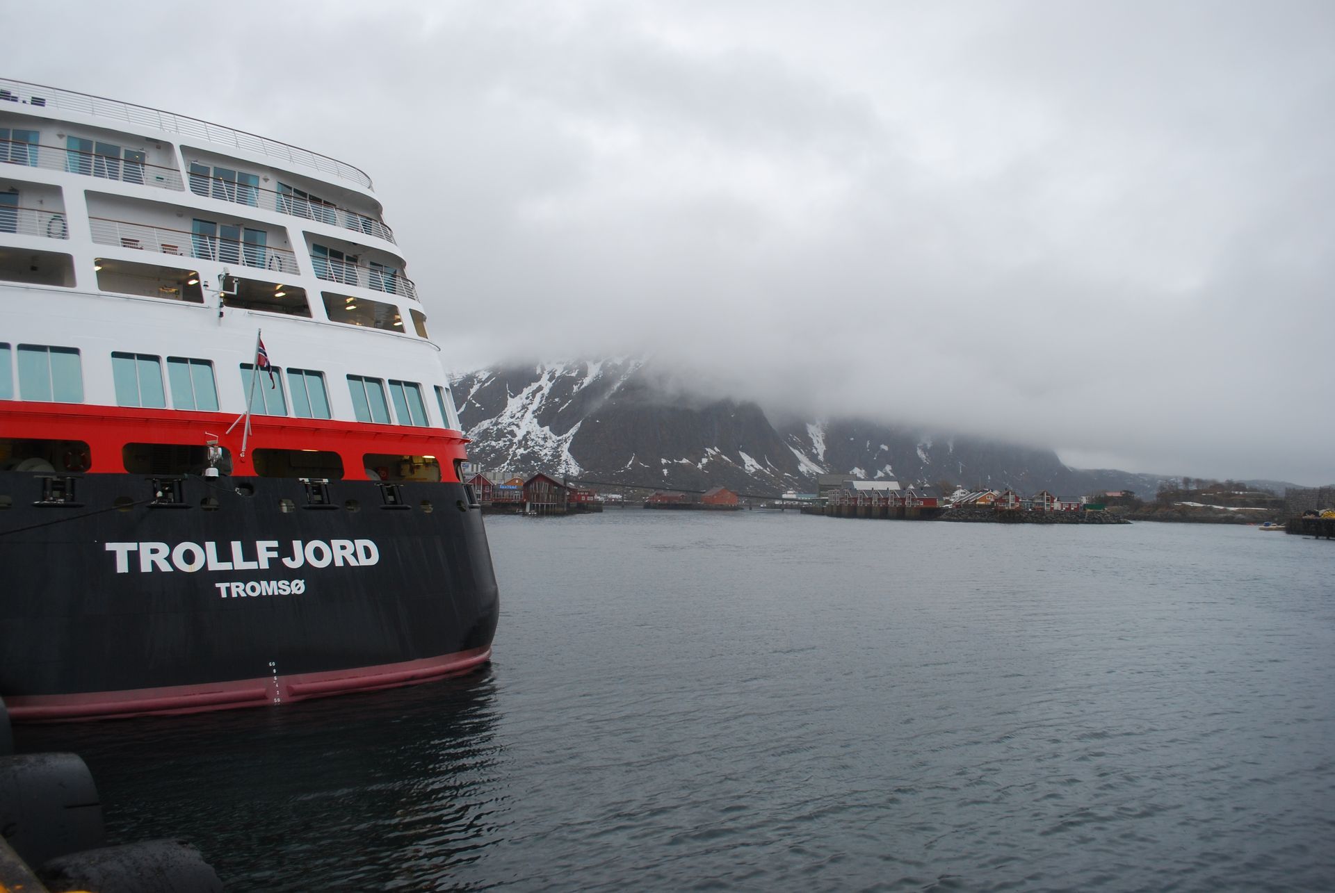 Hurtigruten ship in port in Norway