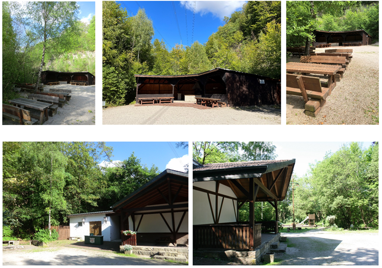 Das Bild zeigt mehrere Aufnahmen der Grillhütte in Salzhemmendorf