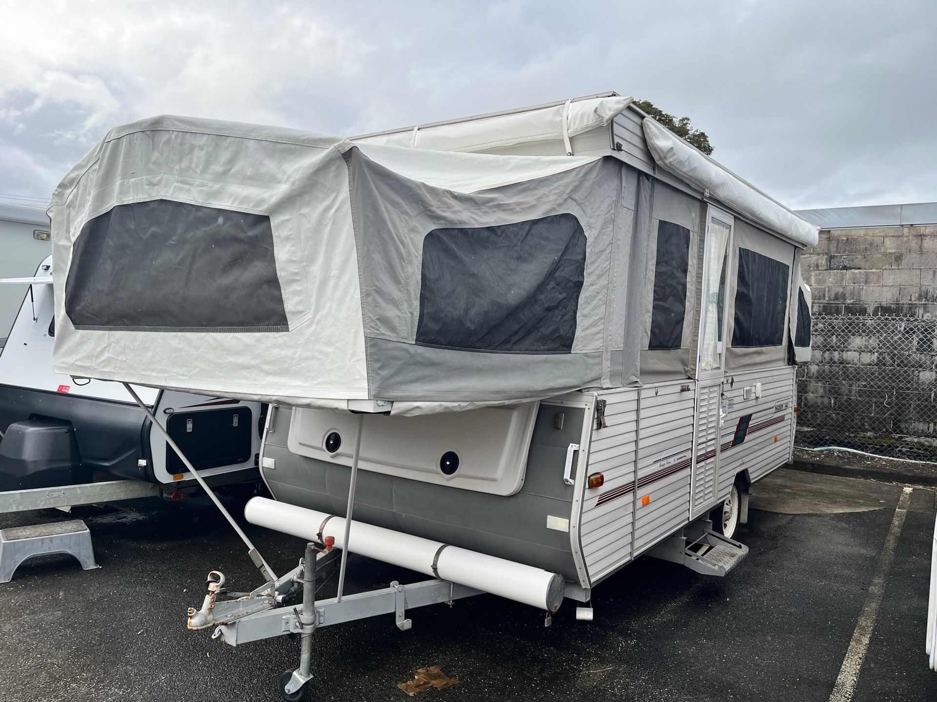 A Used Camper On Display In A Sales Yard  -  Perkins Caravans Ballina