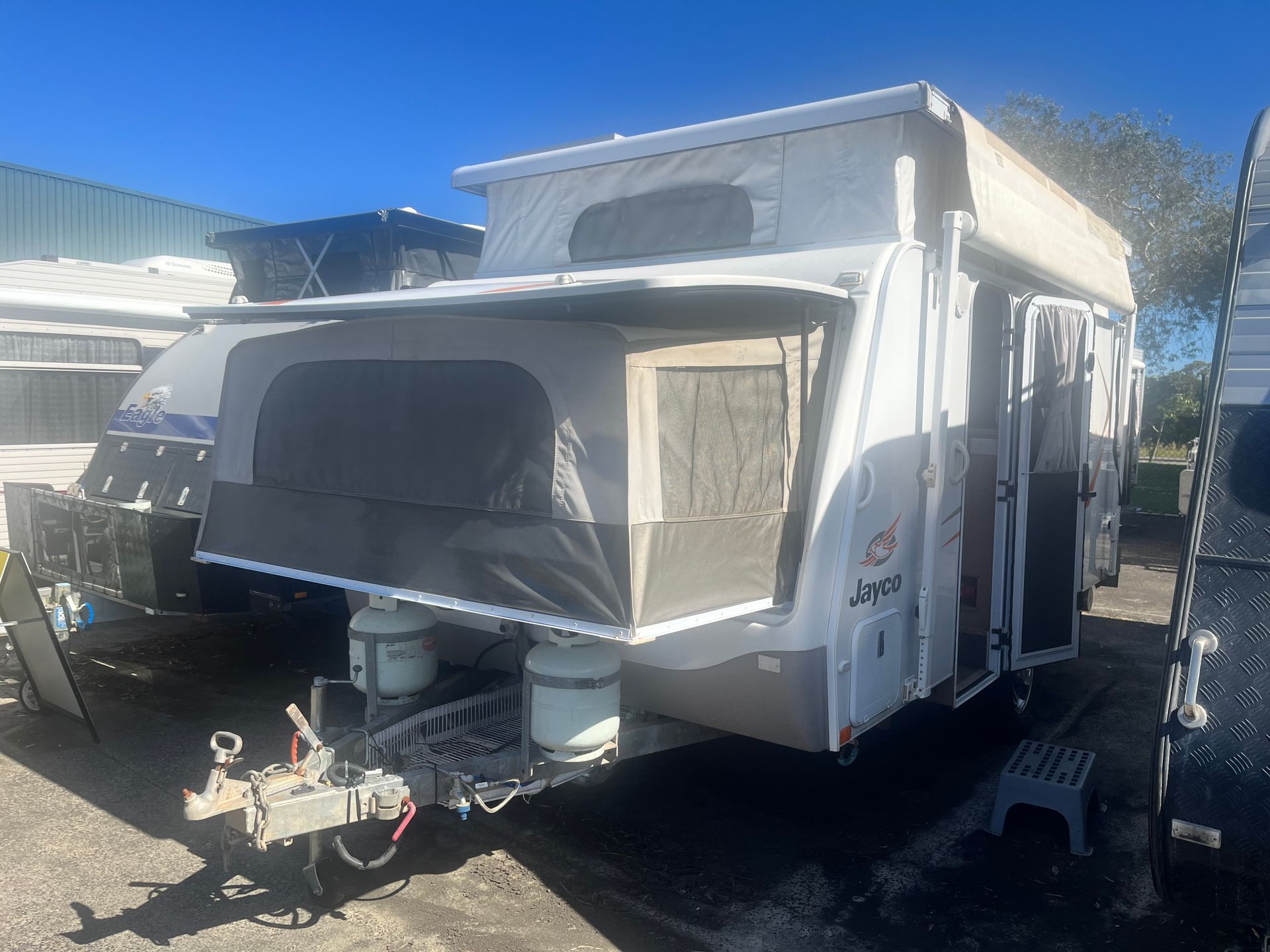 A Used Expanda Pop Top On Display In A Sales Yard  -  Perkins Caravans Ballina
