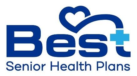 Blue logo: "Best" with a heart-shaped "B" and a plus sign, "Senior Health Plans" below.