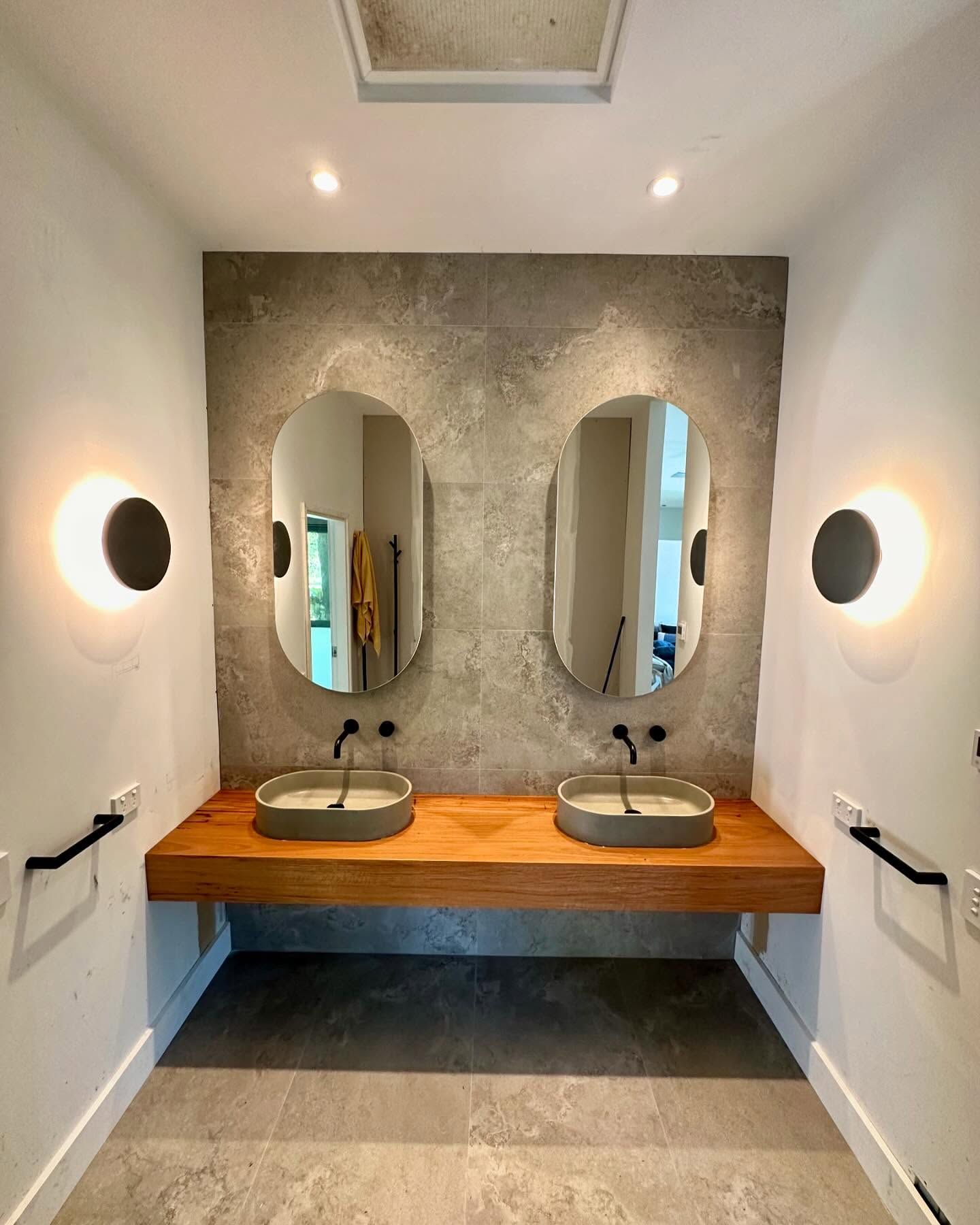 A Bathroom With Two Sinks and Two Mirrors — Stephen Veigel Kitchens In Gosford, NSW