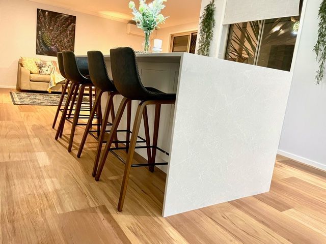 A Kitchen With White Cabinets and a White Refrigerator — Stephen Veigel Kitchens In Gosford, NSW