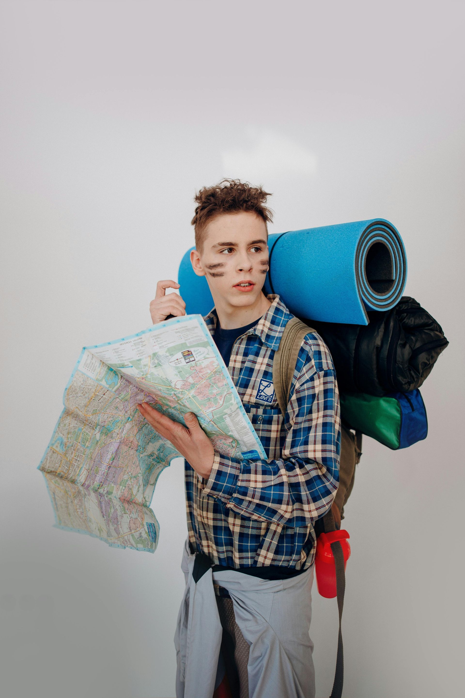 Lost traveler with a map