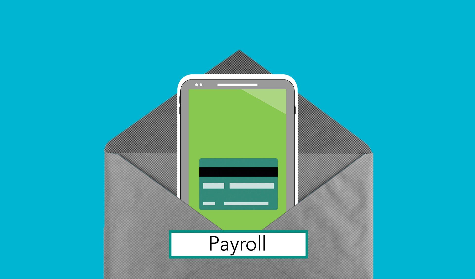 An envelope with a cell phone and a credit card inside of it.