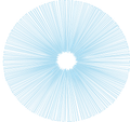 A blue circle with a white center on a white background