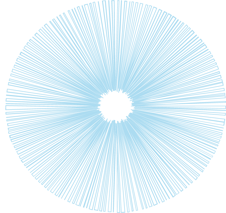 A blue circle with a white center on a white background