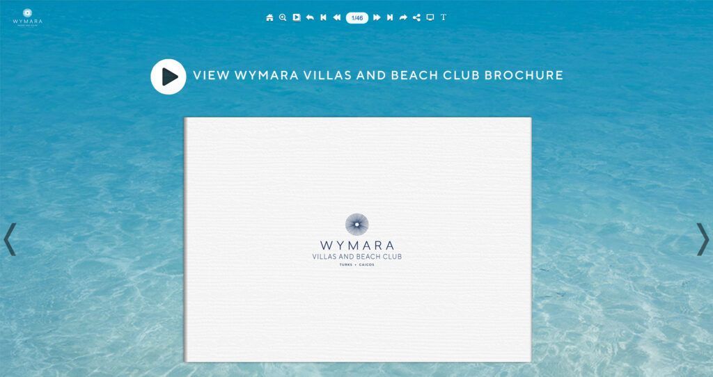 A brochure for wymara villas + beach club, Turks and Caicos