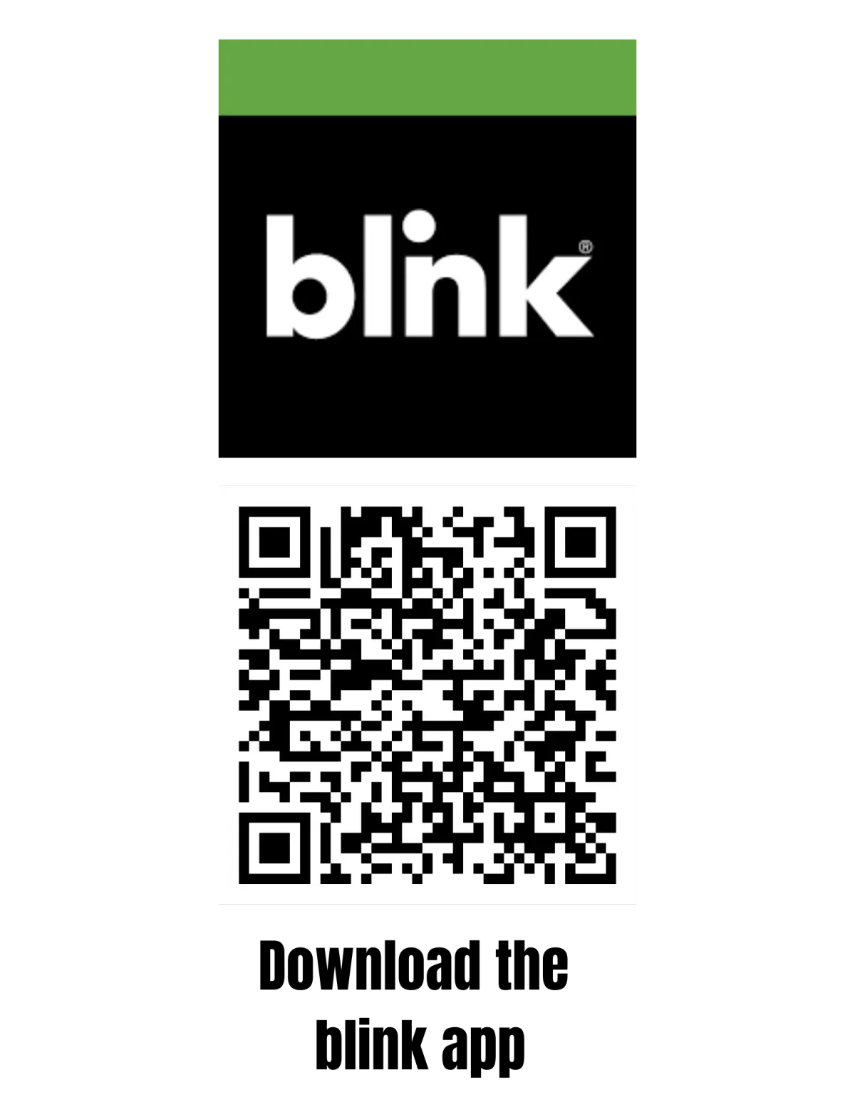 A qr code for the blink app on a white background.
