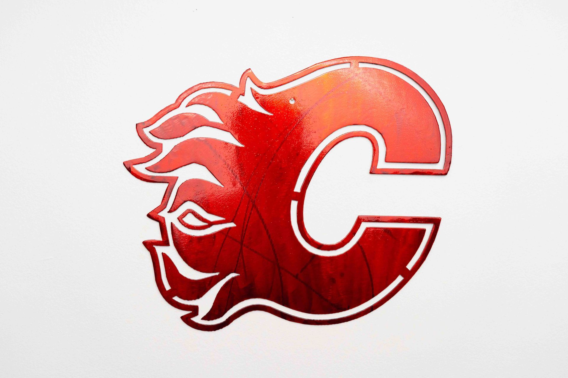 Calgary Hockey Flame Metal Sign