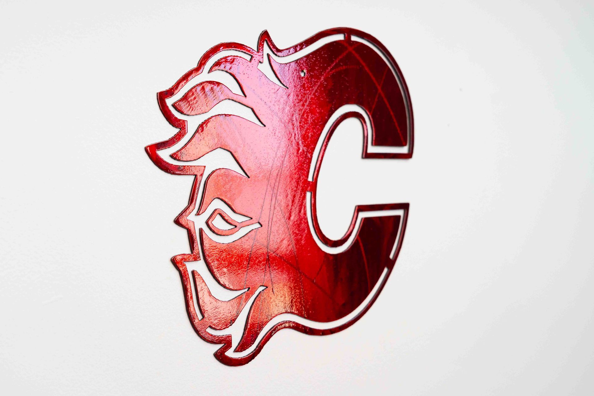 Calgary Hockey Flame Metal Sign