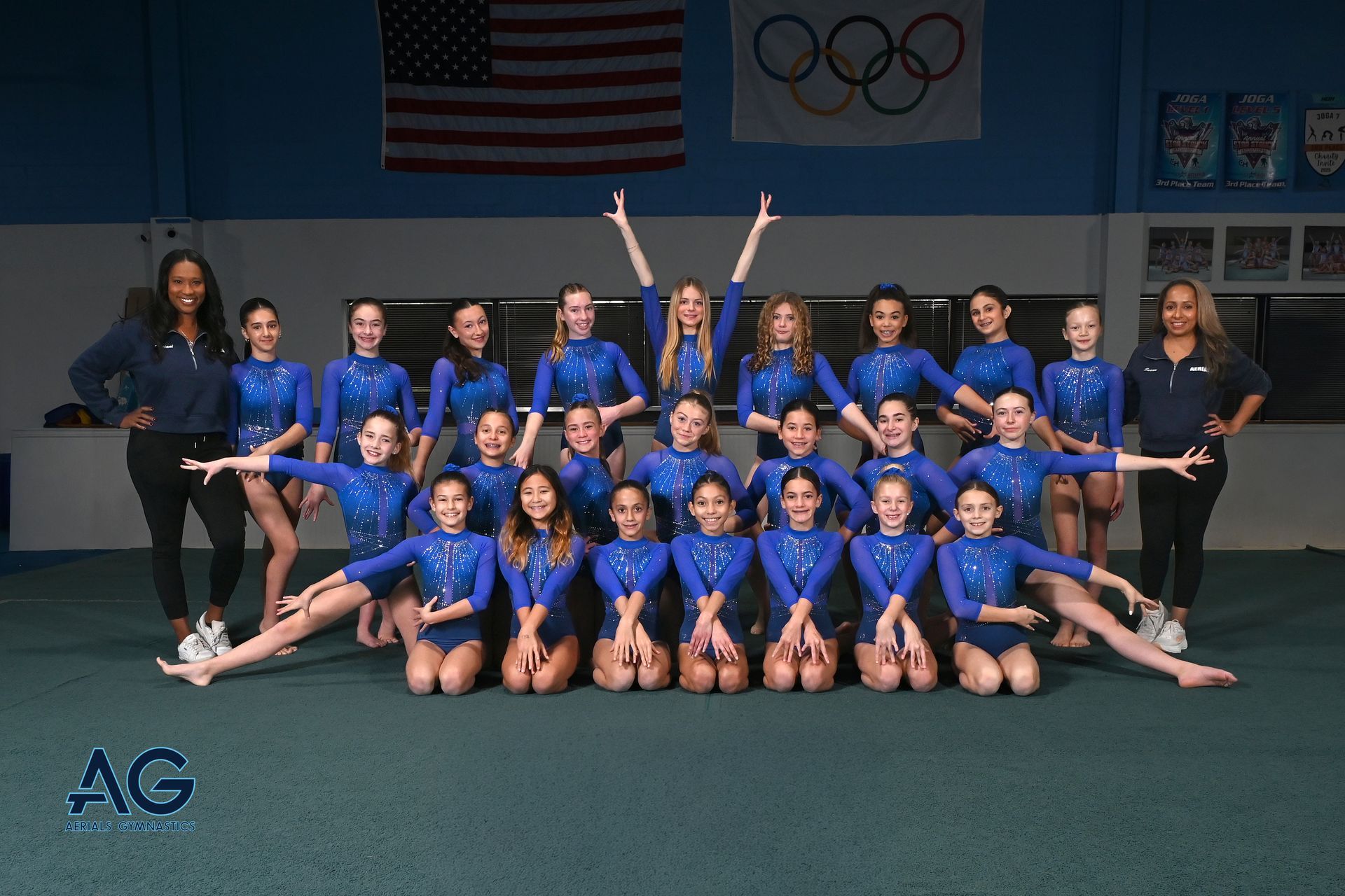 Competitive JOGA gymnast team at Aerials Gymnastics in Eatontown, NJ