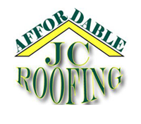 Affordable JC Roofing logo with green and gold text and a yellow roof outline