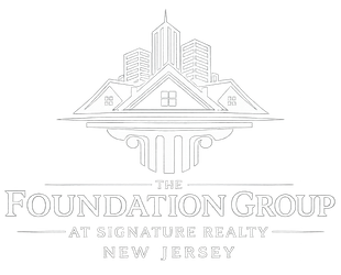 Logo for The Foundation Group at Signature Realty, New Jersey, with house and city skyline graphic