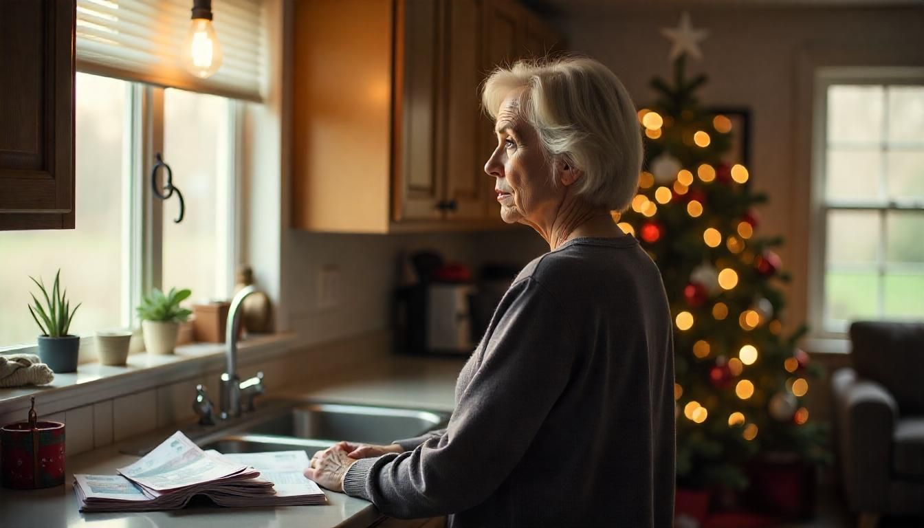 depressed mom at christmas time stressed over finances